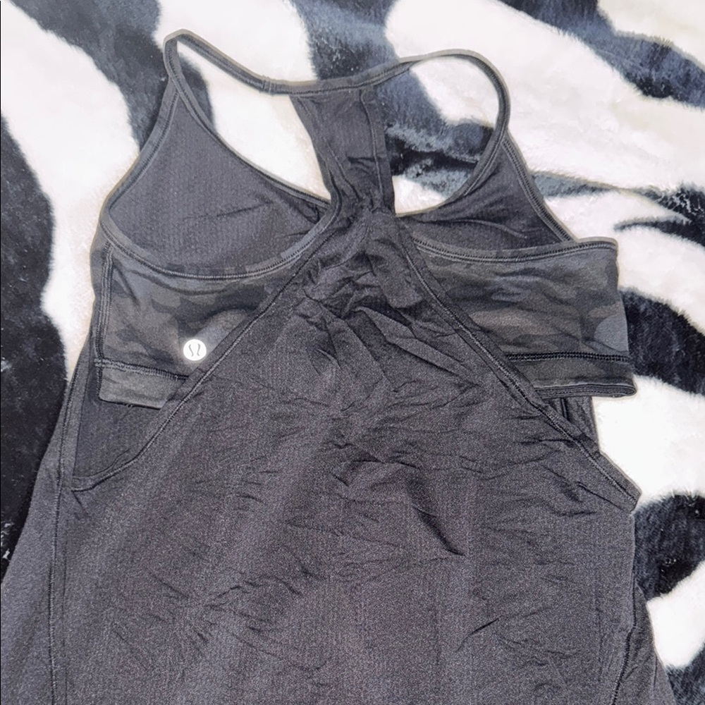 Lululemon Black and Camo Women's Workout Top